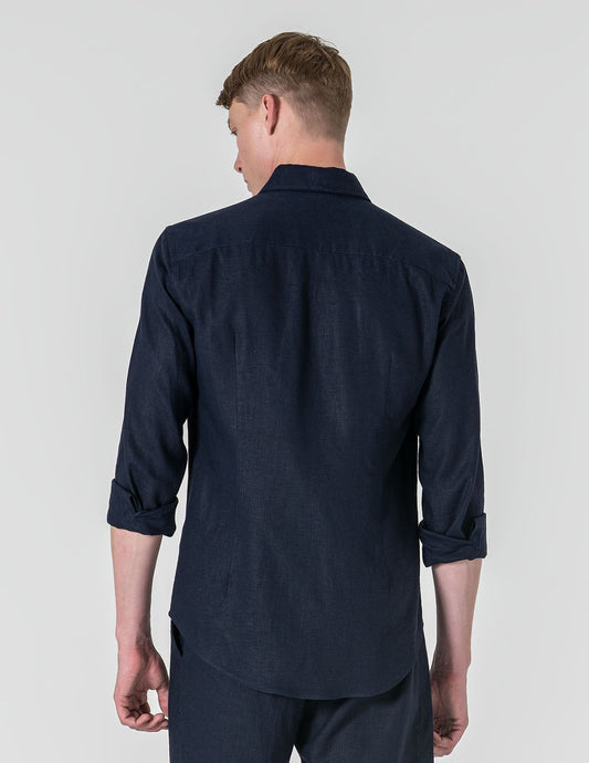 CAMISA DE LINHO AZUL MARINHO