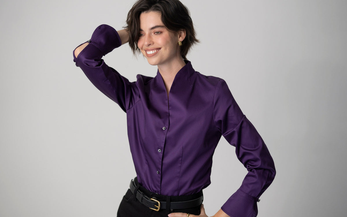 Camisa Aria — Violeta profundo | Cetim de algodão