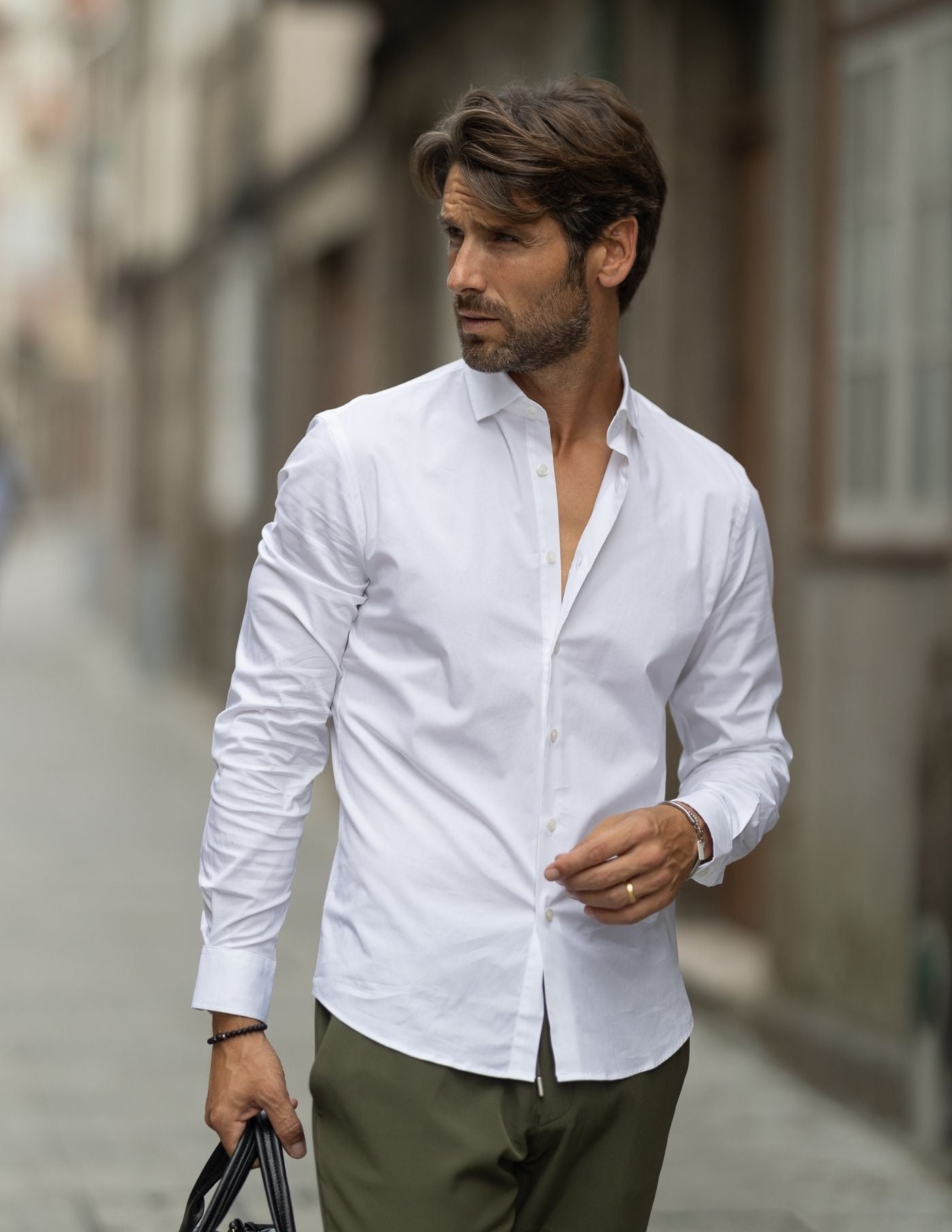 White shirt with wide collar