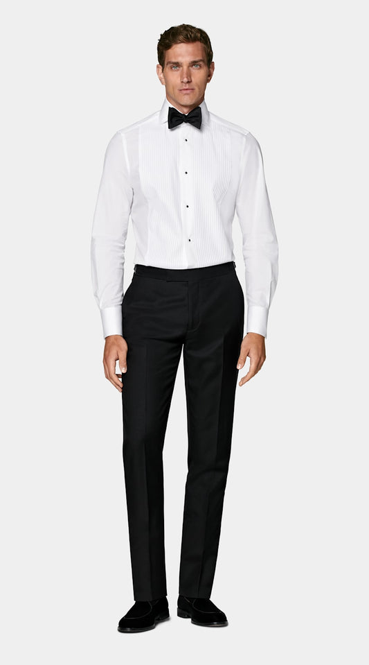Camisa branca de cerimónia plissada | MC006