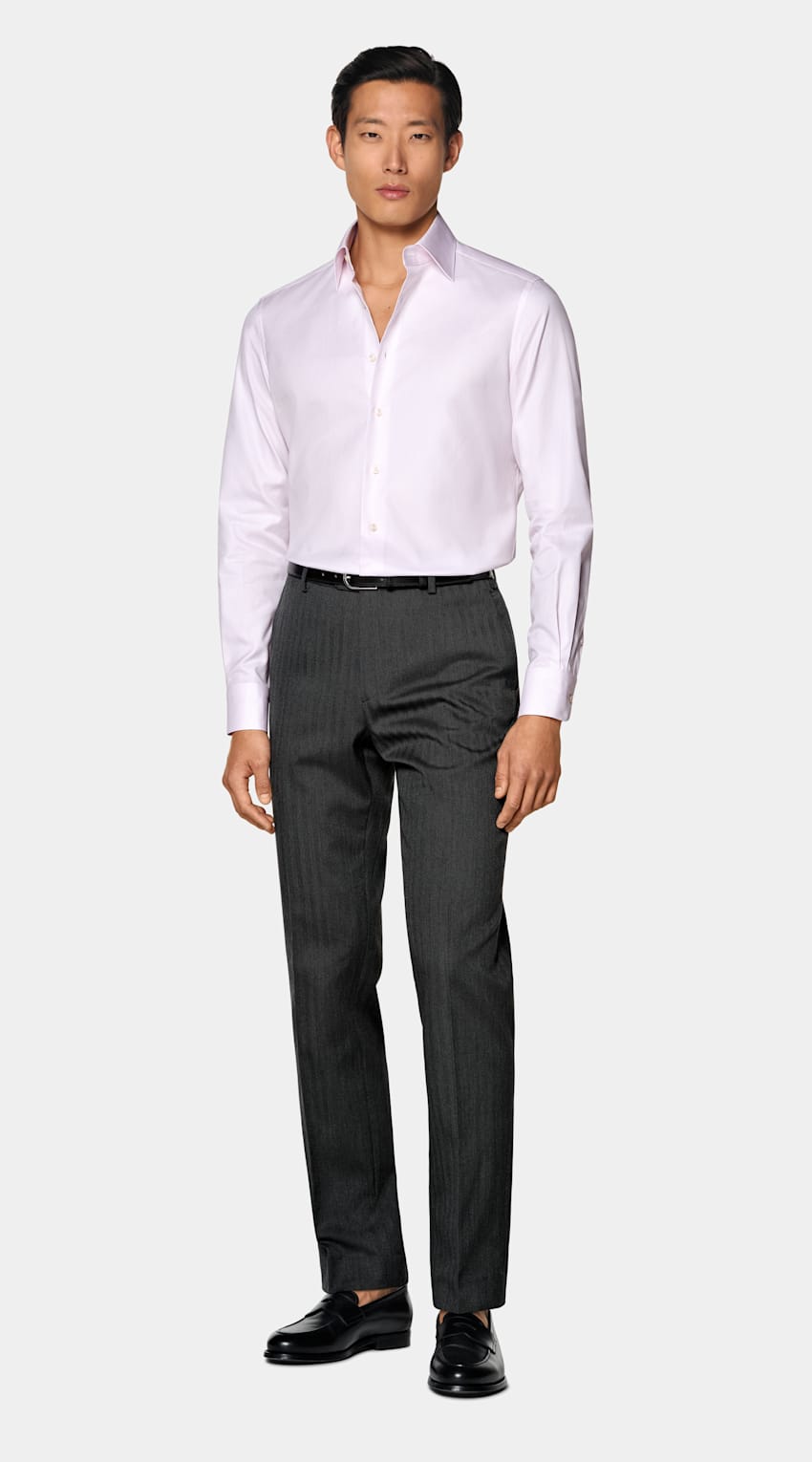 Camisa rosa com colarinho clássico | MC041