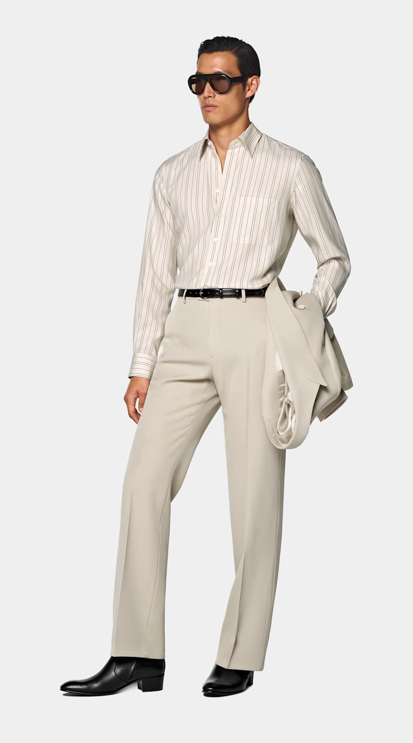 Camisa amarela-clara às riscas | MC017