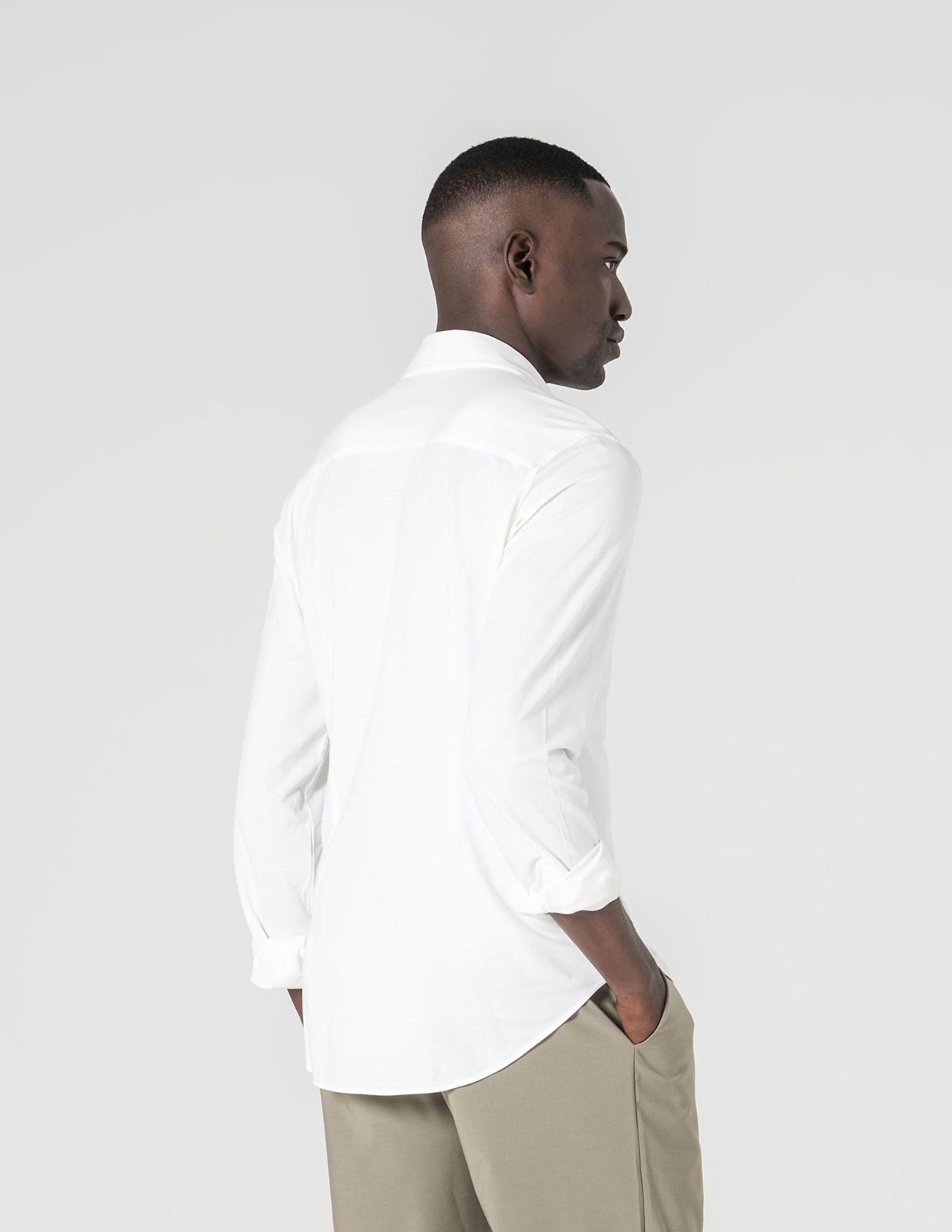 White shirt with wide collar