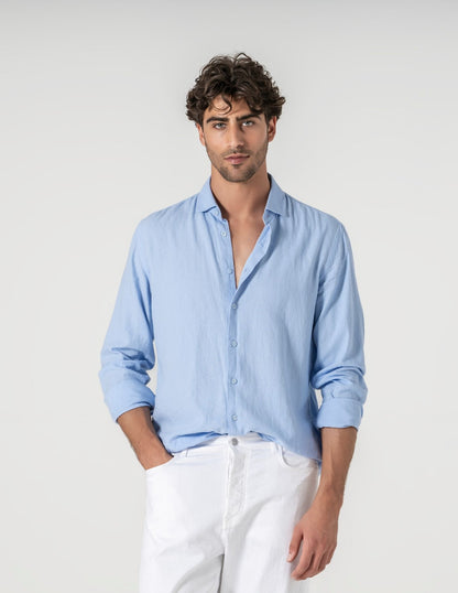 CAMISA DE LINHO AZUL CLARO