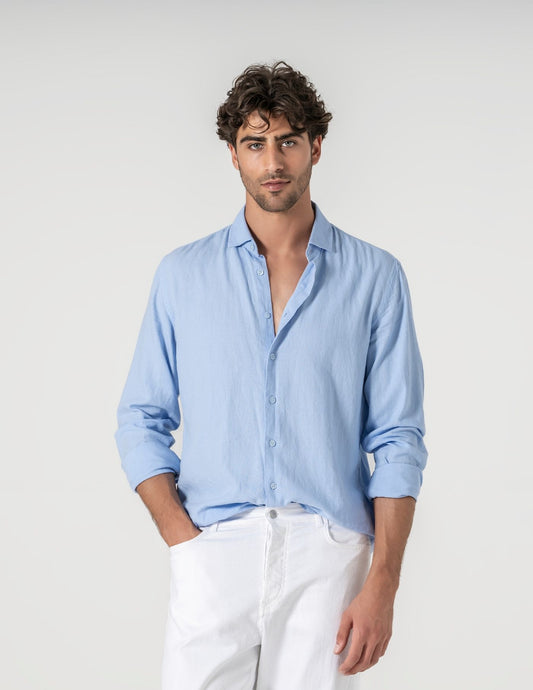 CAMISA DE LINHO AZUL CLARO
