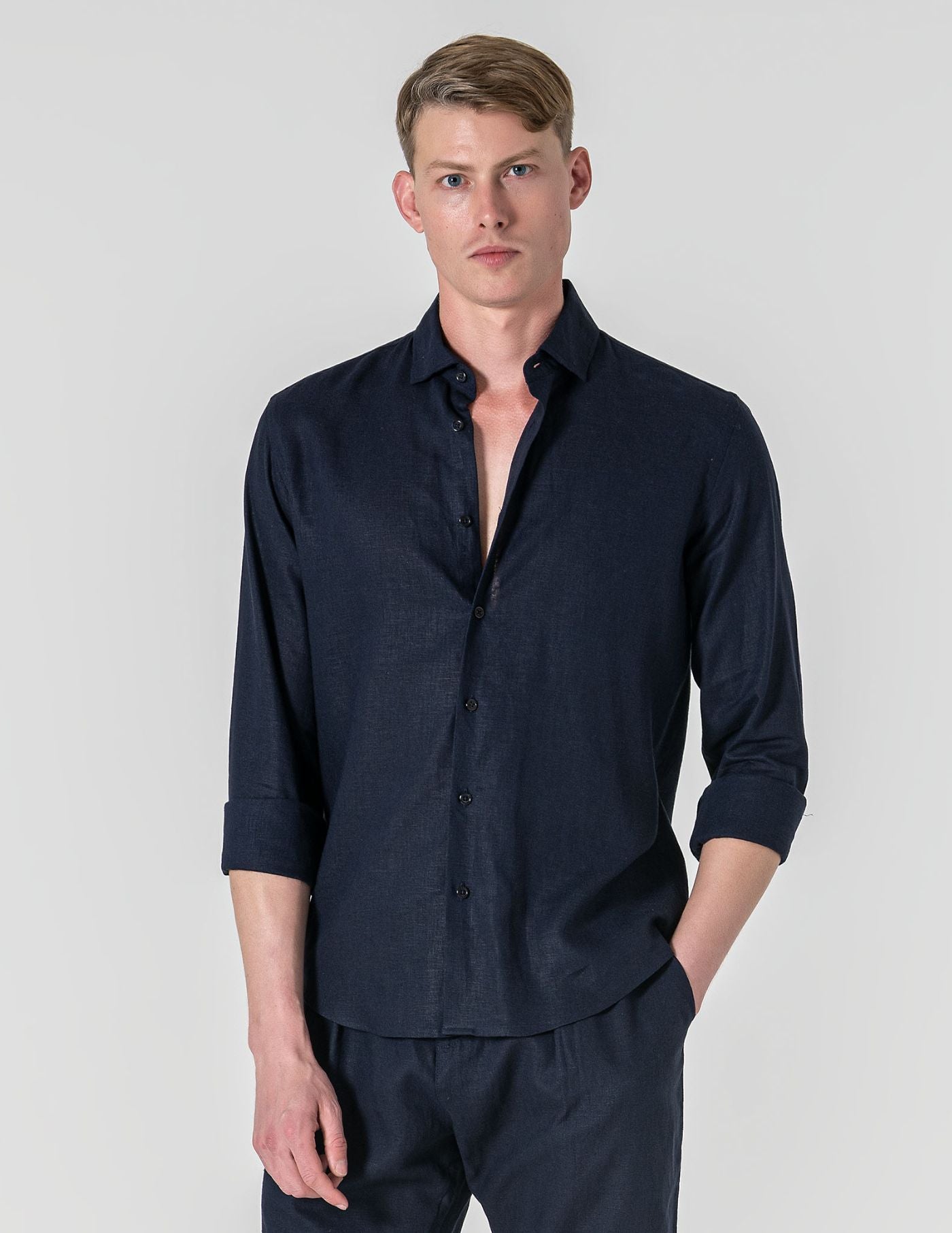 CAMISA DE LINHO AZUL MARINHO