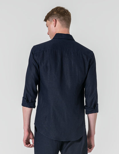 CAMISA DE LINHO AZUL MARINHO