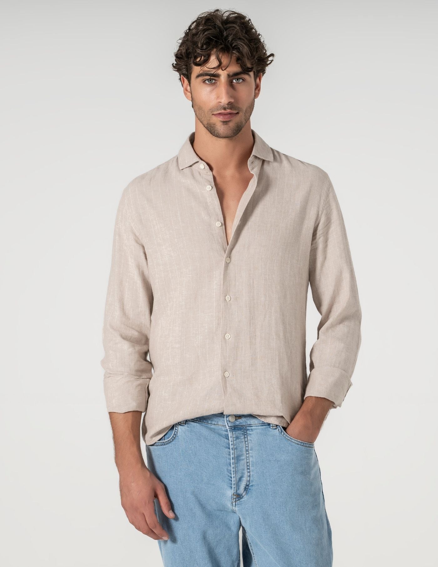 CAMISA DE LINHO BEGE