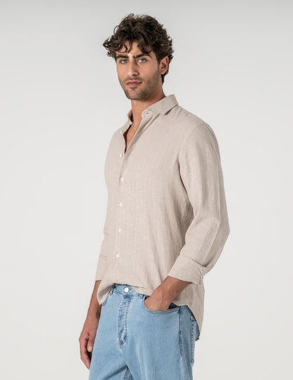 CAMISA DE LINHO BEGE