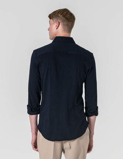 CAMISA EM MALHA PIQUÉ AZUL