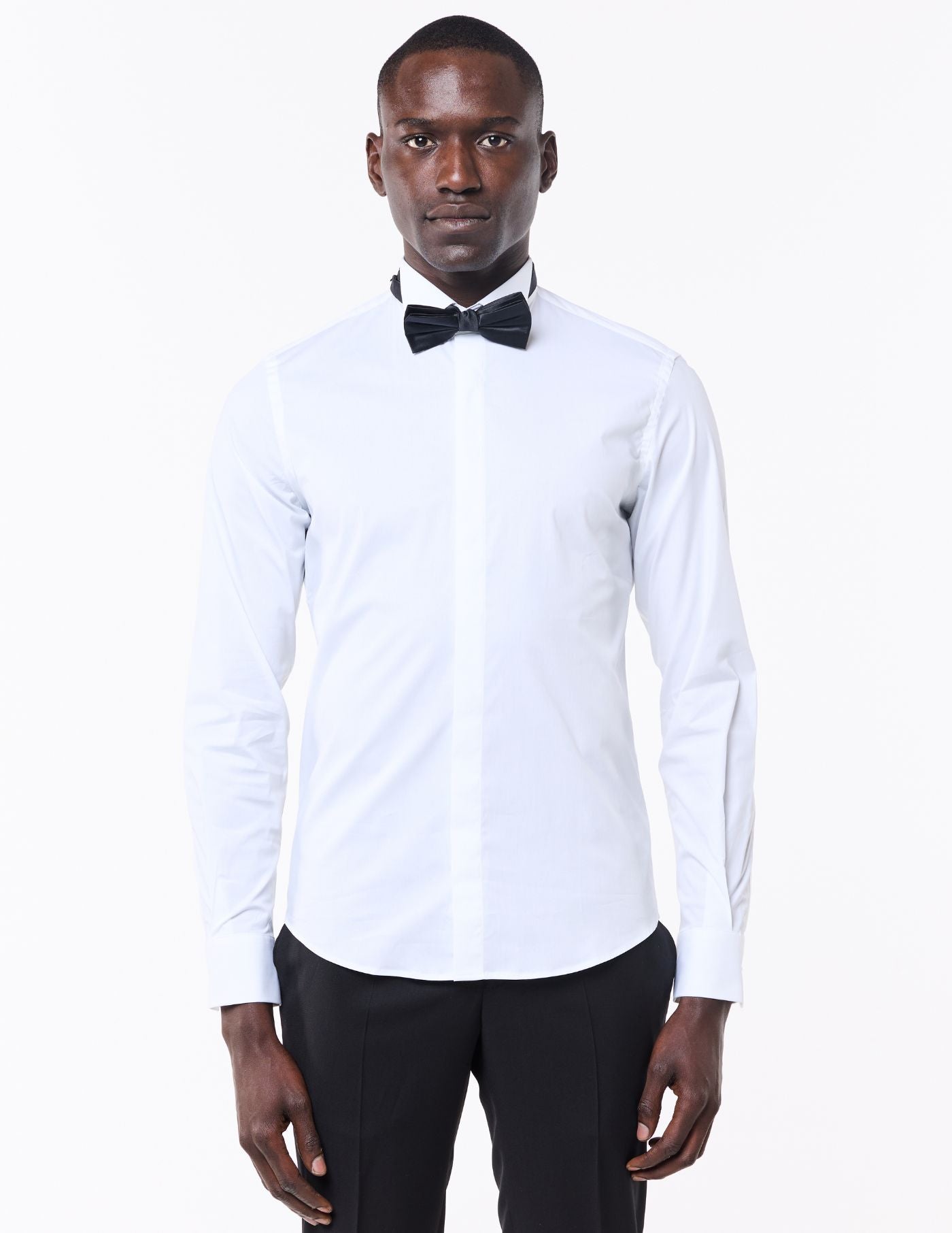Camisa Formal Masculina para Papillon com Punhos de Botão de Punho