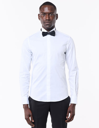 Camisa Formal Masculina para Papillon com Punhos de Botão de Punho