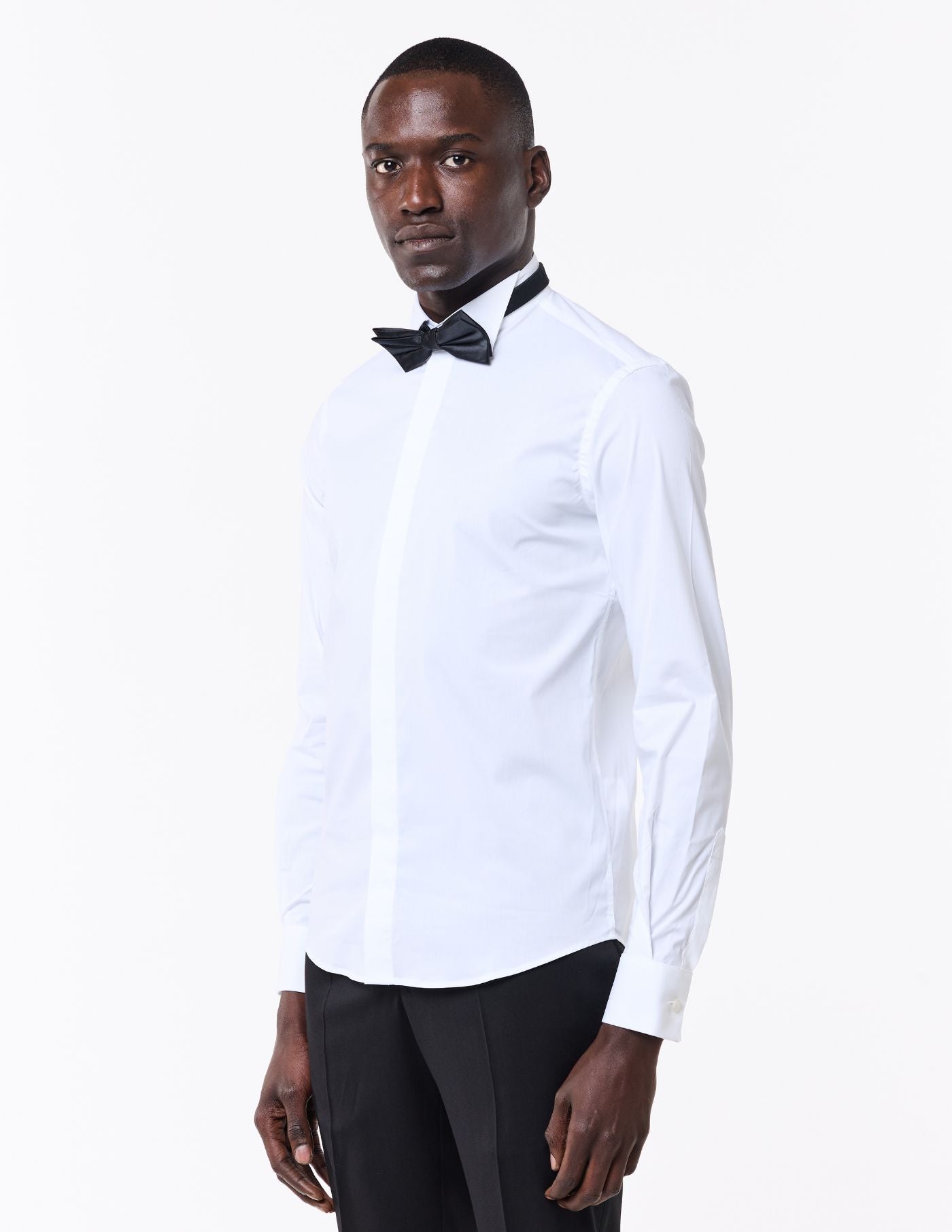 Camisa Formal Masculina para Papillon com Punhos de Botão de Punho