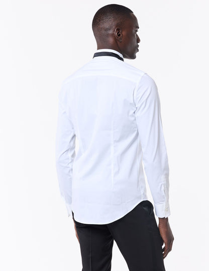 Camisa Formal Masculina para Papillon com Punhos de Botão de Punho