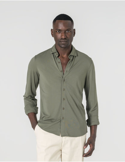 Camisa T-Shirt Slim Fit Homem Verde em Algodão com Elastano