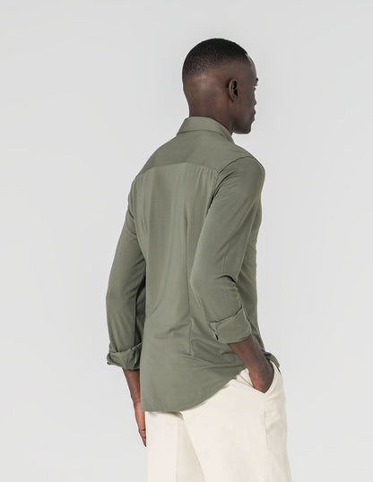 Camisa T-Shirt Slim Fit Homem Verde em Algodão com Elastano