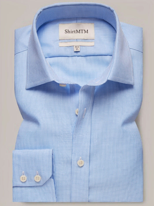 Slim Fit Azul e Branco twill Non-Iron