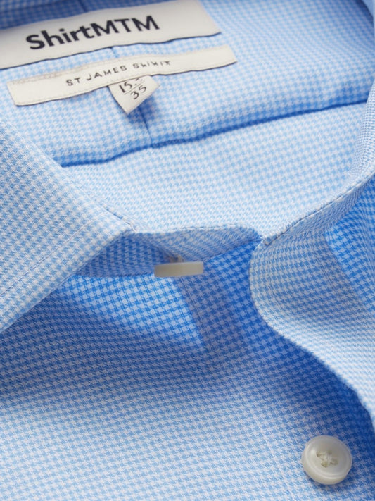 Slim Fit Azul e Branco twill Non-Iron