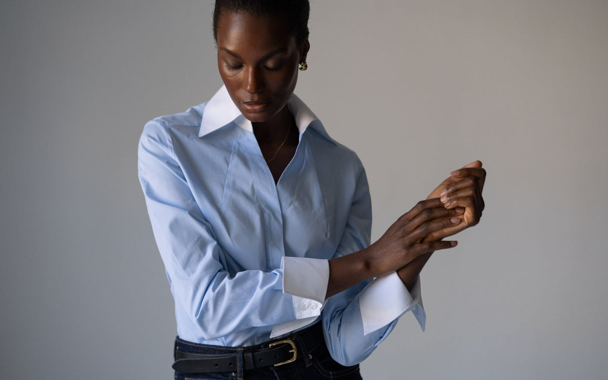 Camisa Madelena — Azul-claro | Popelina de algodão
