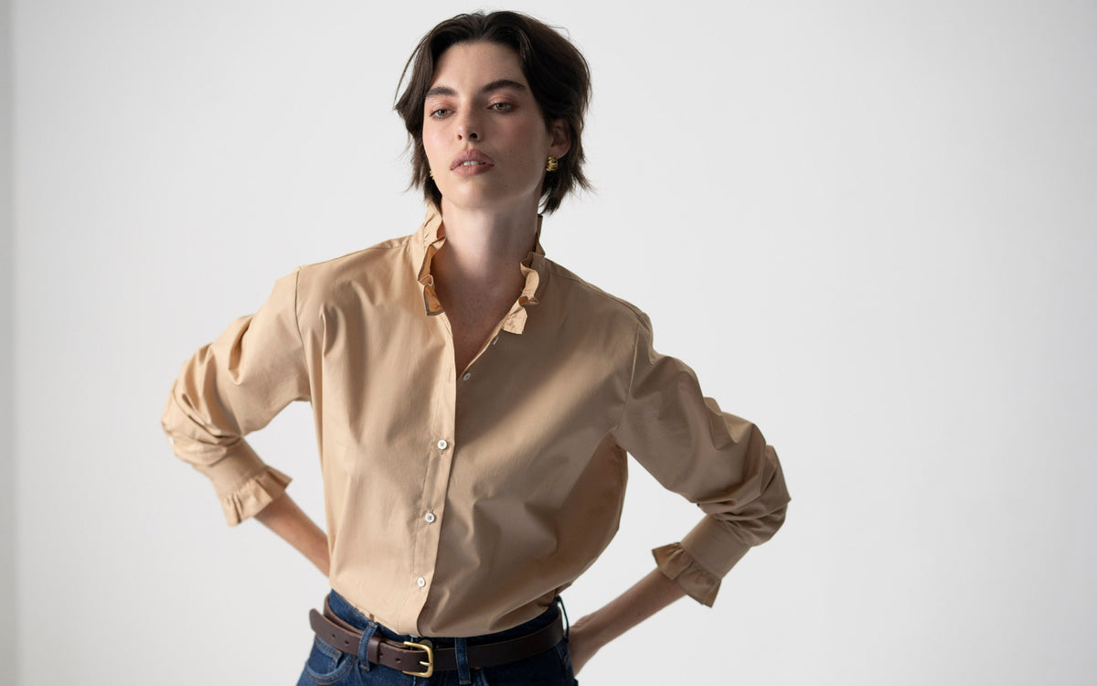 Camisa Catalina — Bege biscotti | Popelina de algodão