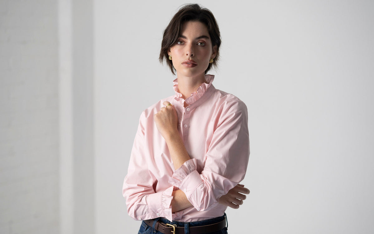 Camisa Catalina — Rosa suave | Popelina de algodão
