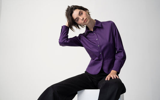Camisa Odette — Violeta profundo | Cetim de algodão